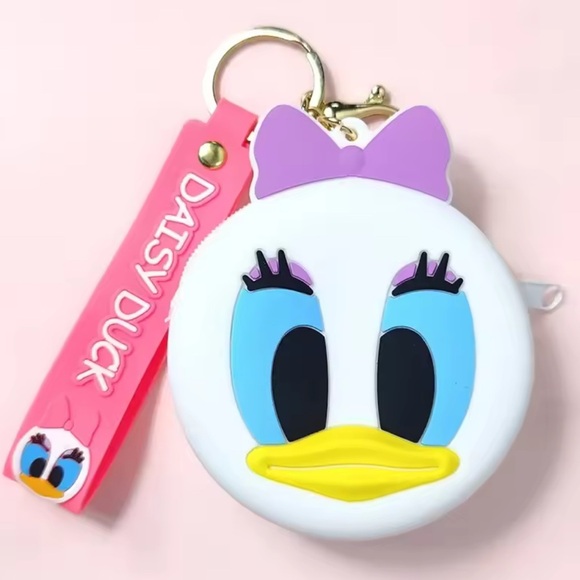 Disney Handbags - Disney Daisy Duck Cartoon Anime Coin Purse with Keychain
